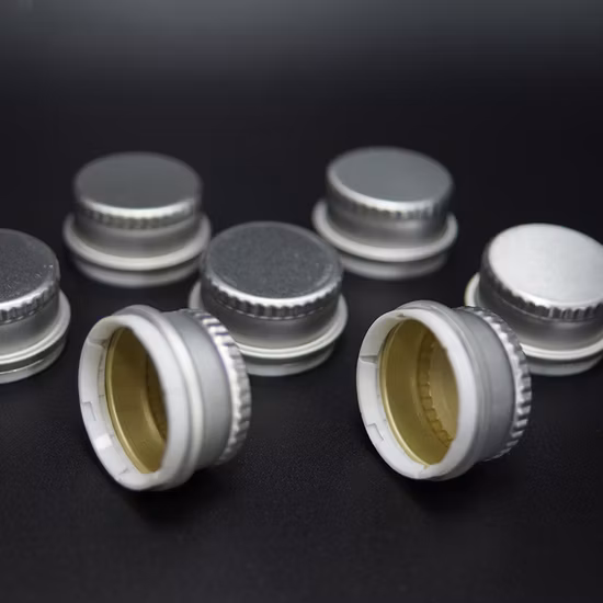 28mm Pco 럭셔리 탄산 청량 음료 금속 나사 보드카 주류 알코올 알루미늄 플라스틱 물 유리 병 뚜껑